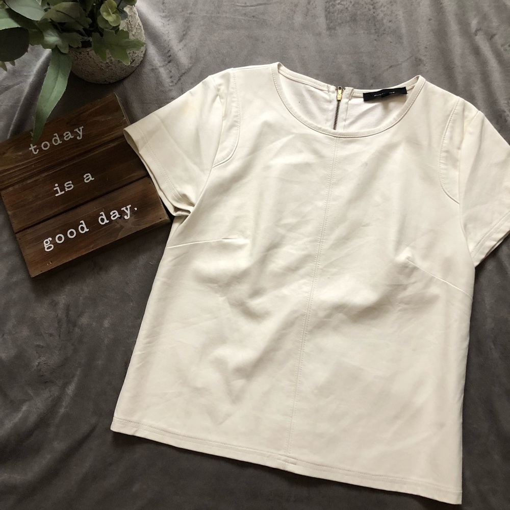 Faux leather top
